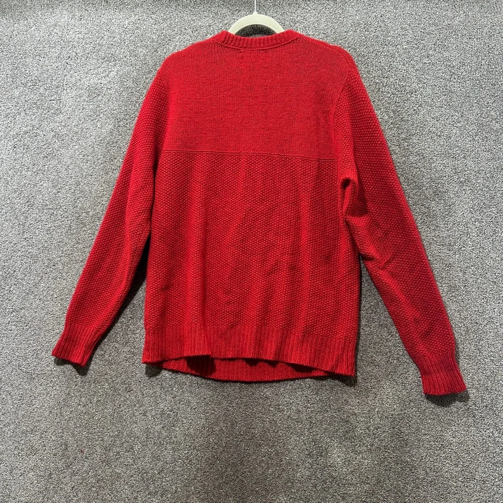 VTG Lake Harmony Rowing Club Crewneck Sweater Men Large Red Wool Textured USA